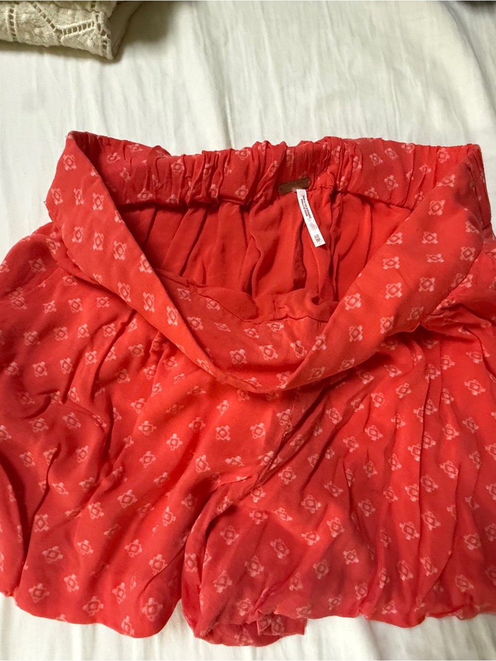 Free People Coral Printed Tie-Accent Women's Shorts - Picture 3 of 4